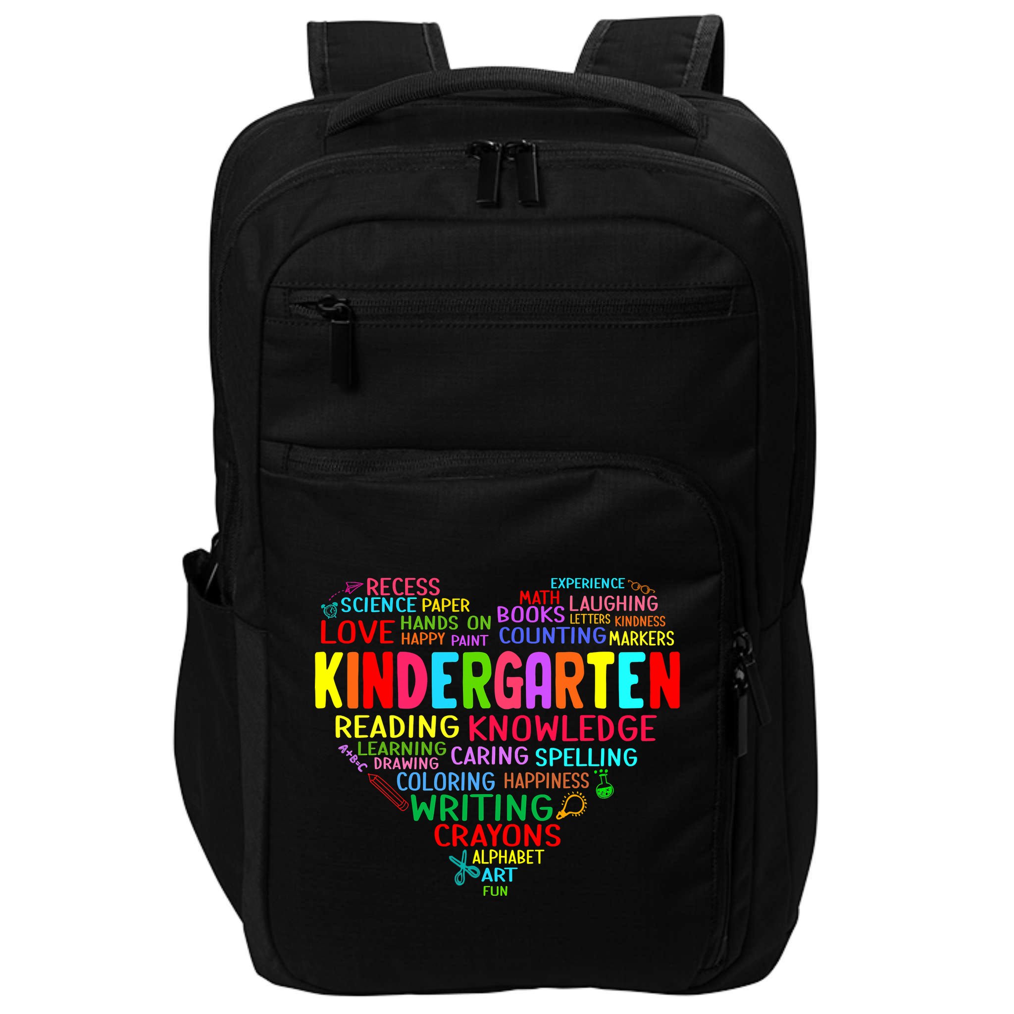 Kindergarten Team Heart Back To School Funny Teacher Impact Tech Backpack