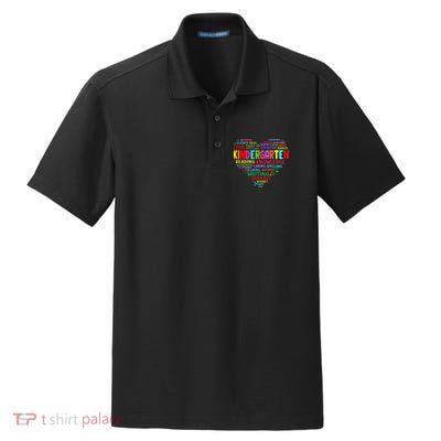 Kindergarten Team Heart Back To School Funny Teacher Dry Zone Grid Polo