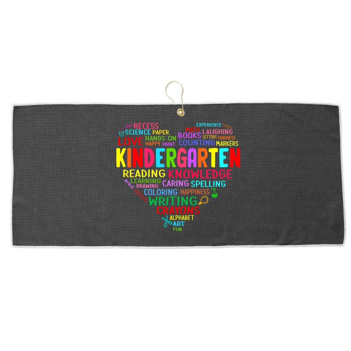 Kindergarten Team Heart Back To School Funny Teacher Large Microfiber Waffle Golf Towel