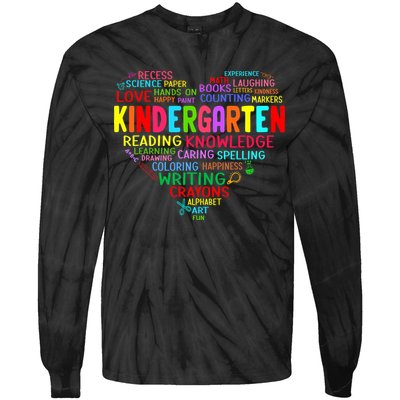 Kindergarten Team Heart Back To School Funny Teacher Tie-Dye Long Sleeve Shirt