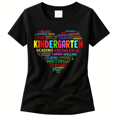 Kindergarten Team Heart Back To School Funny Teacher Womens T-Shirt