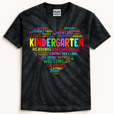 Kindergarten Team Heart Back To School Funny Teacher Kids Tie-Dye T-Shirt