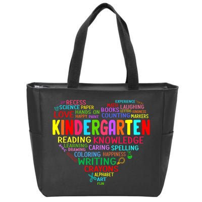 Kindergarten Team Heart Back To School Funny Teacher Zip Tote Bag
