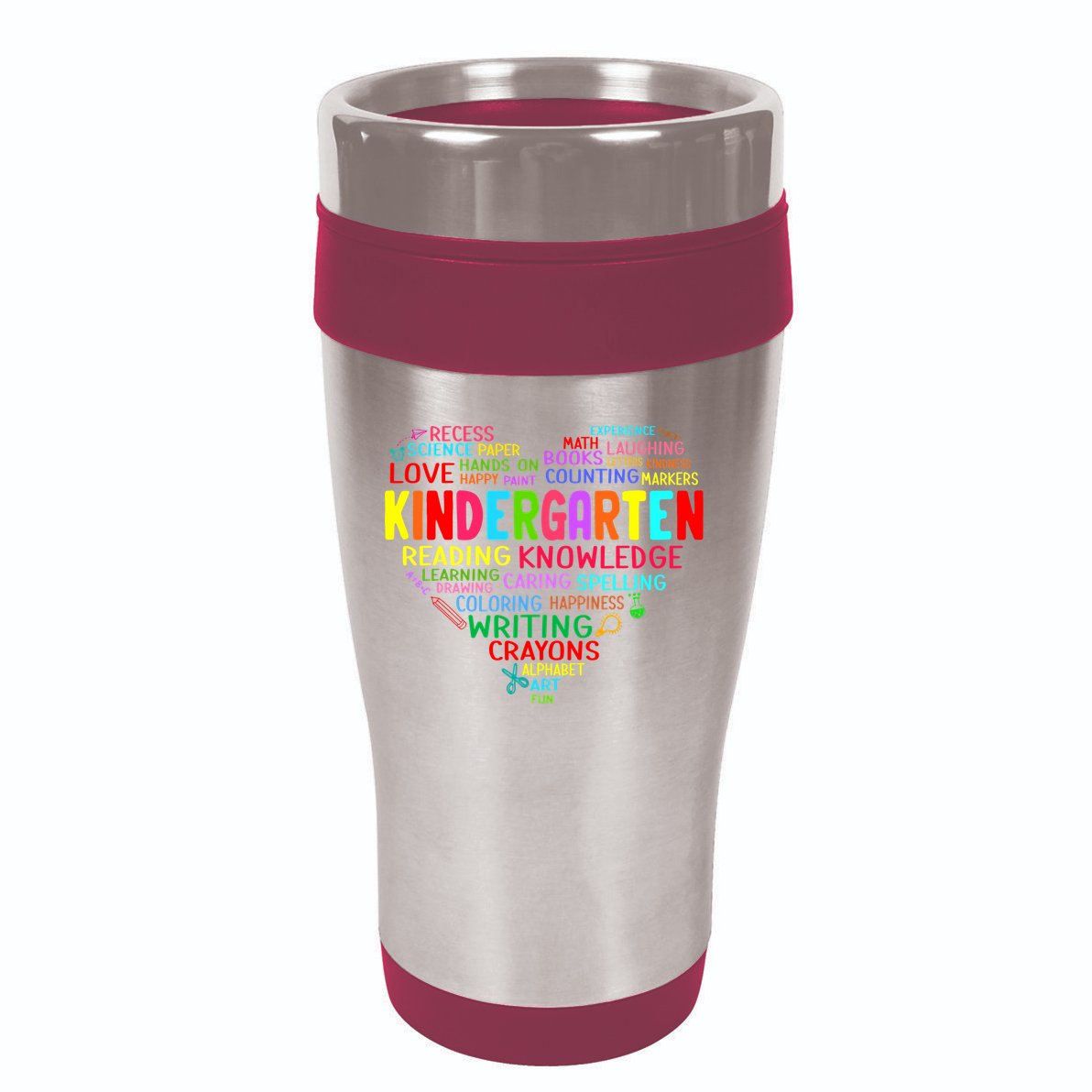Kindergarten Team Heart Back To School Funny Teacher 16oz Travel Tumbler