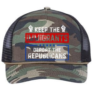 Keep The Immigrants Deport The Republicans Retro Rope Trucker Hat Cap