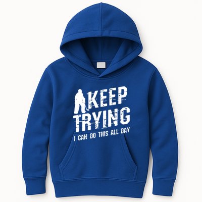 Keep Trying I Can Do This All Day For A Goalie Ice Hockey Meaningful Gift Kids Hoodie