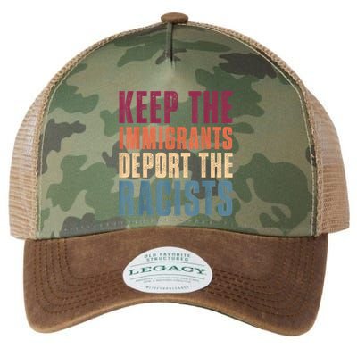 Keep The Immigrants Deport The Racists Pro Immigration Retro Legacy Tie Dye Trucker Hat