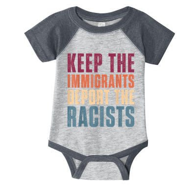 Keep The Immigrants Deport The Racists Pro Immigration Retro Infant Baby Jersey Bodysuit