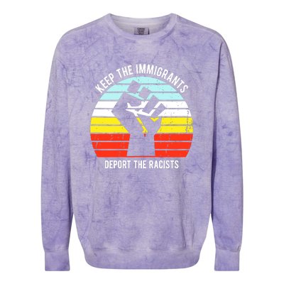 Keep The Immigrants Deport The Racists Colorblast Crewneck Sweatshirt