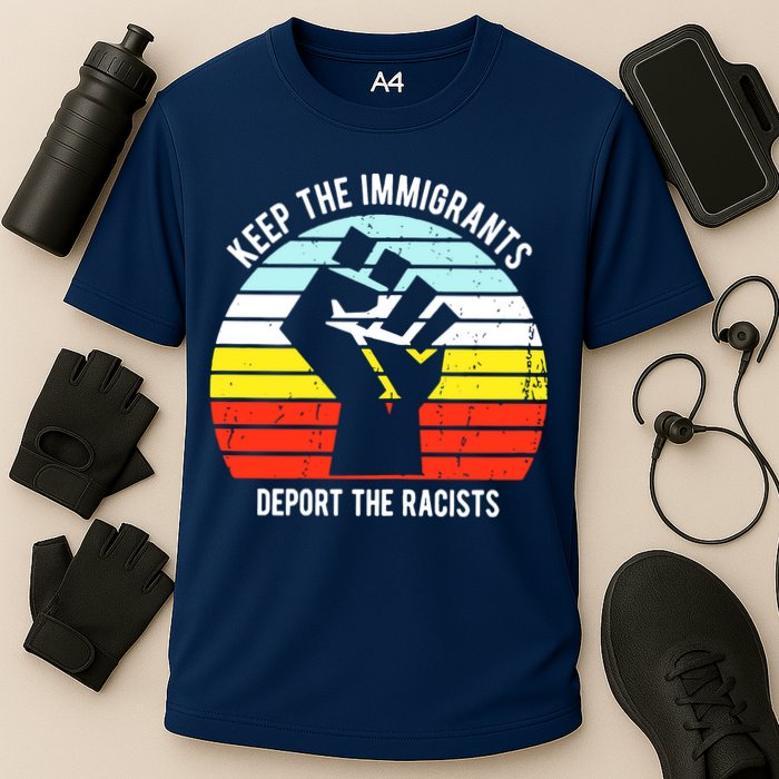 Keep The Immigrants Deport The Racists Cooling Performance Crew T-Shirt