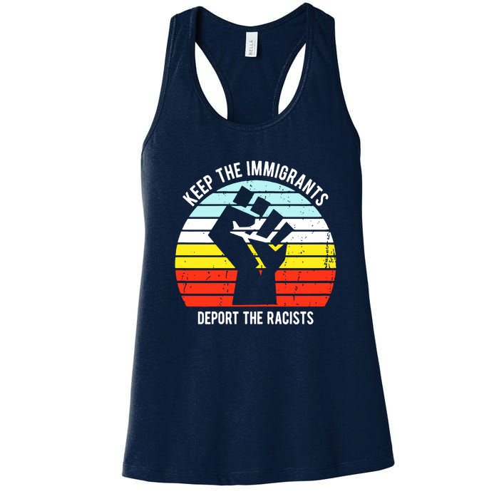 Keep The Immigrants Deport The Racists Women's Racerback Tank