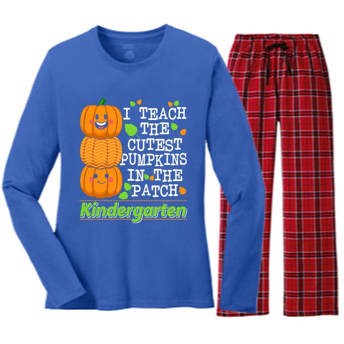 Kindergarten Teacher I Teach Cutest Pumpkins In The Patch Meaningful Gift Women's Long Sleeve Flannel Pajama Set 