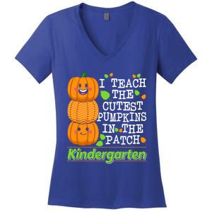 Kindergarten Teacher I Teach Cutest Pumpkins In The Patch Meaningful Gift Women's V-Neck T-Shirt