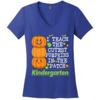 Kindergarten Teacher I Teach Cutest Pumpkins In The Patch Meaningful Gift Women's V-Neck T-Shirt