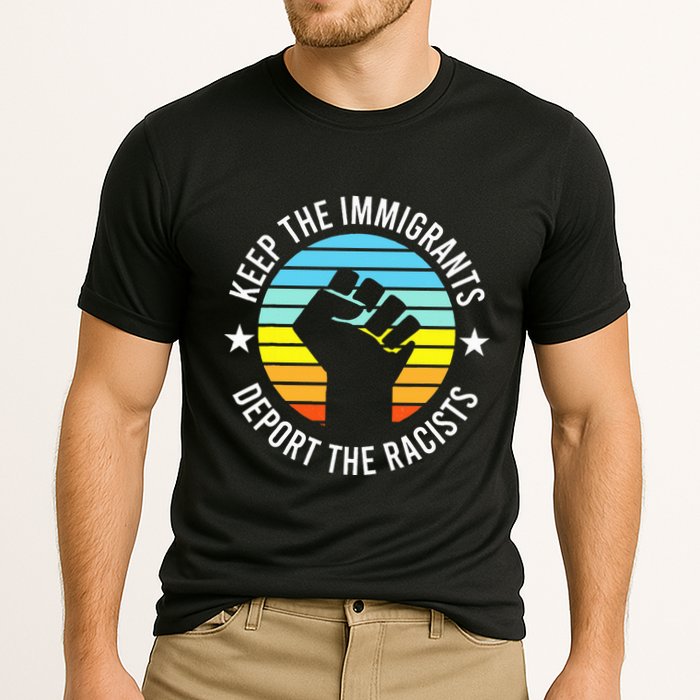 Keep The Immigrants Deport The Racists No Racism Cooling Performance Crew T-Shirt