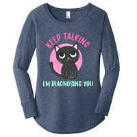 Keep Talking IM Diagnosing You Funny Psychology Cat Women's Perfect Tri Tunic Long Sleeve Shirt