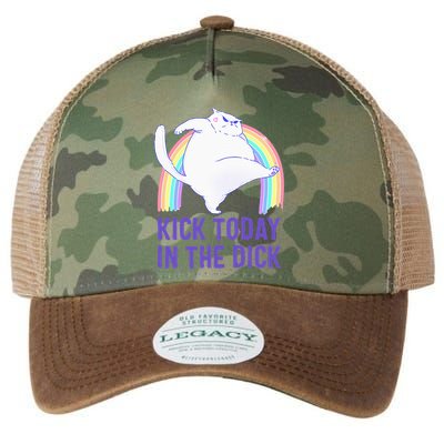 Kick Today In The Dick White Cat Pastel Rainbow Legacy Tie Dye Trucker Hat
