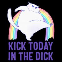 Kick Today In The Dick White Cat Pastel Rainbow Backpack