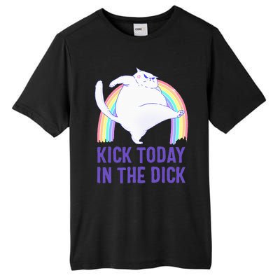 Kick Today In The Dick White Cat Pastel Rainbow Tall Fusion ChromaSoft Performance T-Shirt