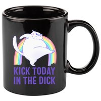 Kick Today In The Dick White Cat Pastel Rainbow 11oz C Handle Ceramic Mug