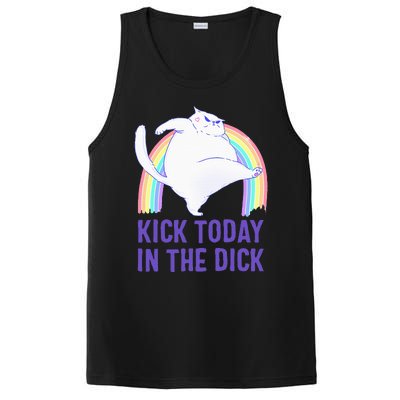 Kick Today In The Dick White Cat Pastel Rainbow PosiCharge Competitor Tank