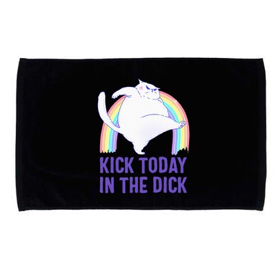 Kick Today In The Dick White Cat Pastel Rainbow Microfiber Hand Towel