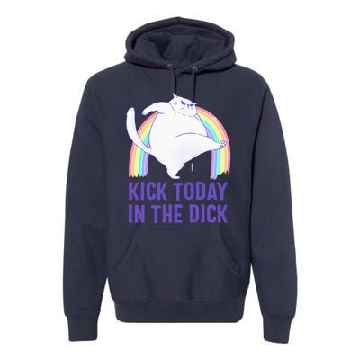 Kick Today In The Dick White Cat Pastel Rainbow Premium Hoodie