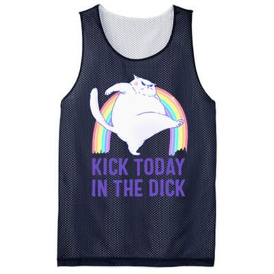 Kick Today In The Dick White Cat Pastel Rainbow Mesh Reversible Basketball Jersey Tank