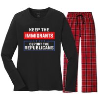 Keep The Immigrants Deport The Republicans Women's Long Sleeve Flannel Pajama Set 