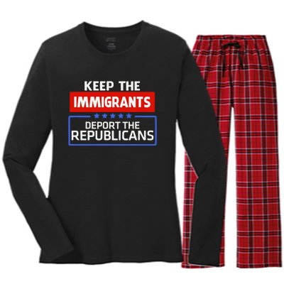 Keep The Immigrants Deport The Republicans Women's Long Sleeve Flannel Pajama Set 