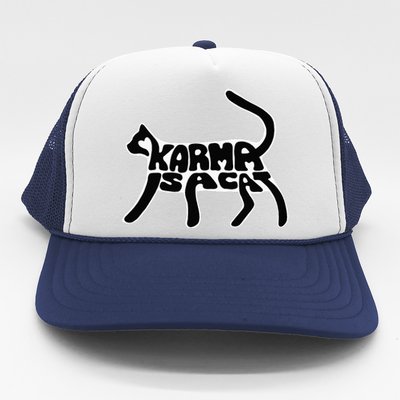 Karma Typogram Is Cat Silhouette Tail Paw Cute Pet Lover Fun Trucker Hat