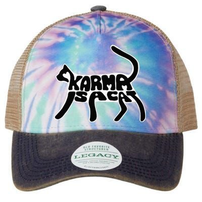 Karma Typogram Is Cat Silhouette Tail Paw Cute Pet Lover Fun Legacy Tie Dye Trucker Hat