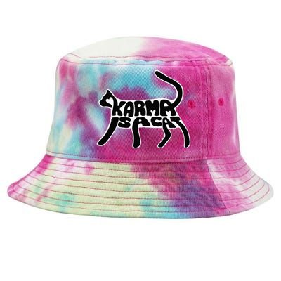 Karma Typogram Is Cat Silhouette Tail Paw Cute Pet Lover Fun Tie-Dyed Bucket Hat