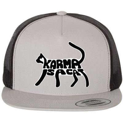 Karma Typogram Is Cat Silhouette Tail Paw Cute Pet Lover Fun Flat Bill Trucker Hat