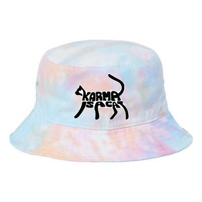 Karma Typogram Is Cat Silhouette Tail Paw Cute Pet Lover Fun Tie Dye Newport Bucket Hat