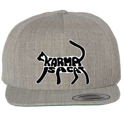 Karma Typogram Is Cat Silhouette Tail Paw Cute Pet Lover Fun Wool Snapback Cap