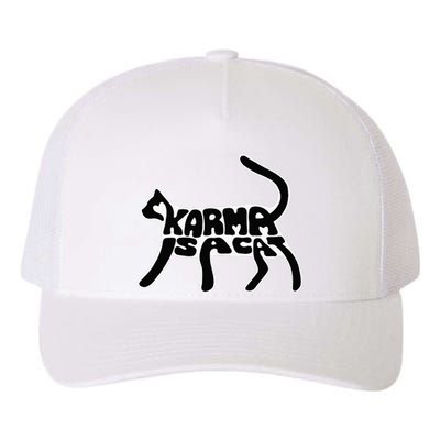 Karma Typogram Is Cat Silhouette Tail Paw Cute Pet Lover Fun Yupoong Adult 5-Panel Trucker Hat