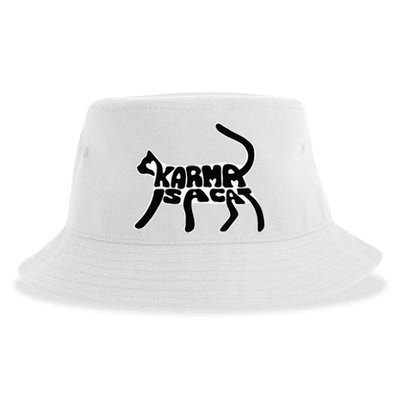 Karma Typogram Is Cat Silhouette Tail Paw Cute Pet Lover Fun Sustainable Bucket Hat