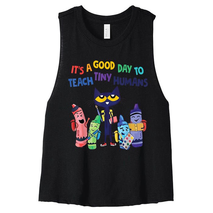 Kindergarten Teacher It's A Good Day To Teach Tiny Humans Funny Gift Women's Racerback Cropped Tank