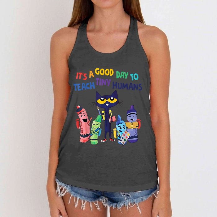 Kindergarten Teacher It's A Good Day To Teach Tiny Humans Funny Gift Women's Knotted Racerback Tank