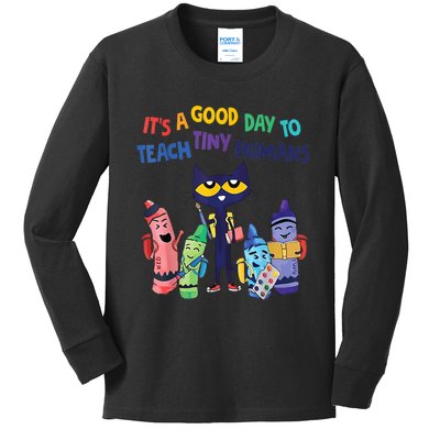 Kindergarten Teacher It's A Good Day To Teach Tiny Humans Funny Gift Kids Long Sleeve Shirt