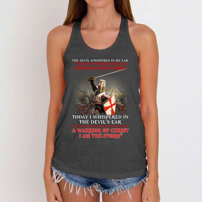 Knight Templar I Am A Child Of God A Warrior Of Christ I Am The Storm Women's Knotted Racerback Tank