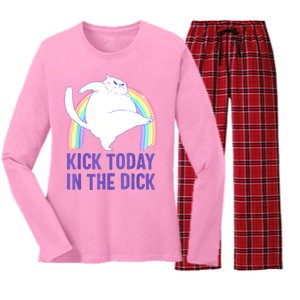 Kick Today In The Dick Women's Long Sleeve Flannel Pajama Set 