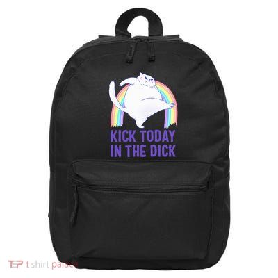 Kick Today In The Dick White Cat Pastel Rainbow 16 in Basic Backpack