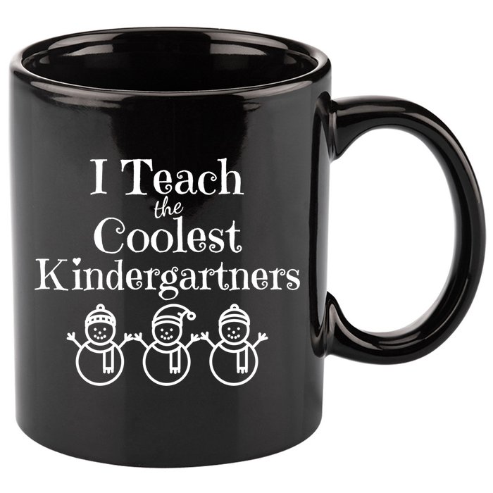 Kindergarten Teacher I Teach Coolest Kindergartners Snowman 11oz C Handle Ceramic Mug