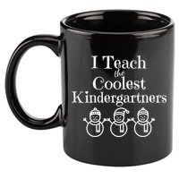 Kindergarten Teacher I Teach Coolest Kindergartners Snowman 11oz C Handle Ceramic Mug