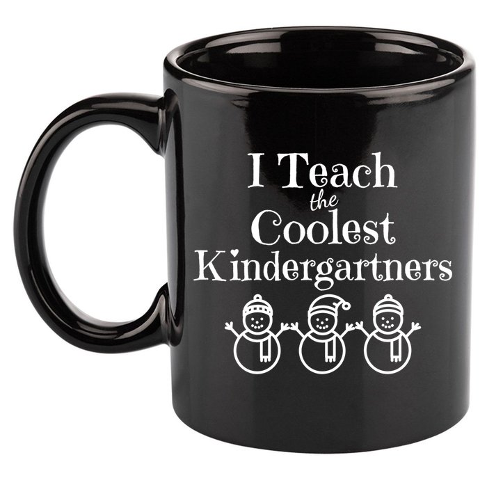Kindergarten Teacher I Teach Coolest Kindergartners Snowman 11oz C Handle Ceramic Mug
