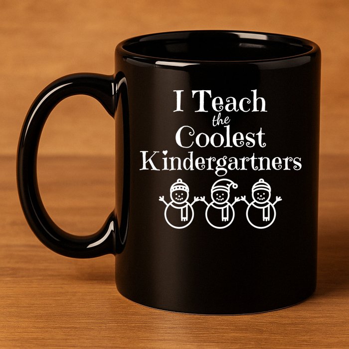 Kindergarten Teacher I Teach Coolest Kindergartners Snowman 11oz C Handle Ceramic Mug