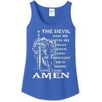 Knight Templar Kneeling Devil Saw Me With My Head Down God Gift Ladies Essential Tank