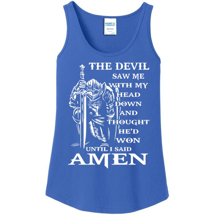 Knight Templar Kneeling Devil Saw Me With My Head Down God Gift Ladies Essential Tank